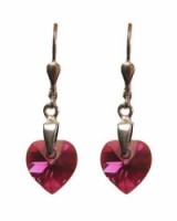 Swarovski náušnice srdce Fuchsia AB II a
