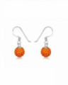 Stříbrné náušnice se zirkony Swarovski koule Orange 8 mm