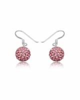 Stříbrné náušnice se zirkony Swarovski koule Light Rose I 10 mm