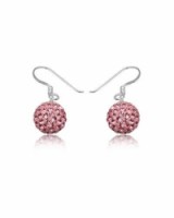 Stříbrné náušnice se zirkony Swarovski koule Light Rose I 10 mm