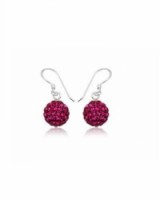 Stříbrné náušnice se zirkony Swarovski koule Fuchsia I 10 mm