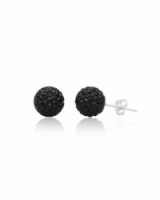 Stříbrné náušnice se zirkony Swarovski koule Black 10 mm