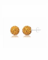 Stříbrné náušnice se zirkony Swarovski koule Yellow 10 mm