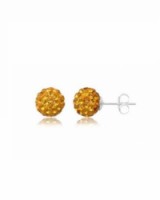 Stříbrné náušnice se zirkony Swarovski koule Yellow 8 mm