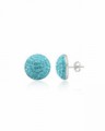 Stříbrné náušnice se zirkony Swarovski polo koule Light Blue 14 mm