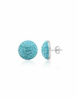 Stříbrné náušnice se zirkony Swarovski polo koule Light Blue 14 mm