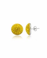 Stříbrné náušnice se zirkony Swarovski polo koule Yellow 14 mm